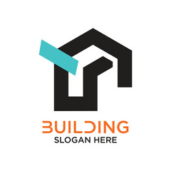 Building logo design simple concept premium Vector