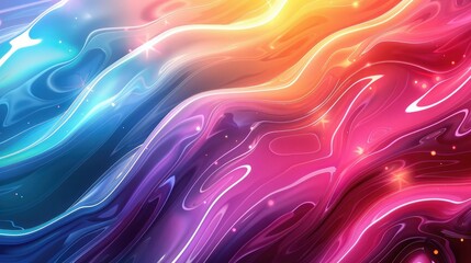 Abstract colorful wave background featuring dynamic curves and bright gradient lighting