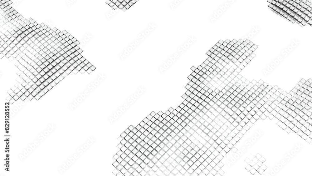 Poster abstract surface with moving square patches. motion. moving spots on white background with squares. 