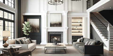 Fototapeta premium Beautiful living room interior in new luxury home