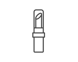 Makeup and cosmetics. Beauty linear vector graphic icons in the form of lipstick with lip care cap.