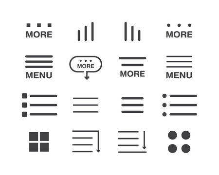 Hamburger menu icon, buttons for website, UI navigation, mobile app, presentation. Vector design elements and user Interface icons.