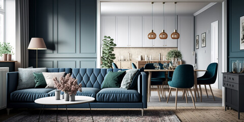 Beautiful Modern interior design of scandinavian apartment