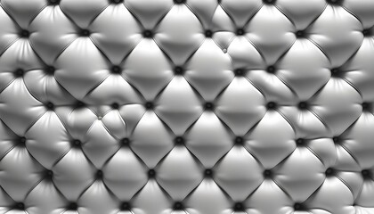 seamless subtle white diamond tufted upholstery pattern background texture overlay abstract soft puffy quilted sofa cushions or headboard displacement bump or height map 3d rendering generative ai	