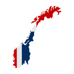 Norway map with flag