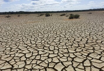 Dry soil of a desert in La Guajira, Colombia