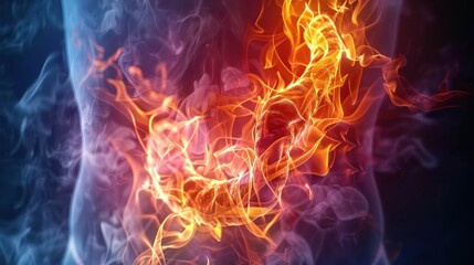 Fototapeta premium Inflammation of the stomach lining with minimalist background