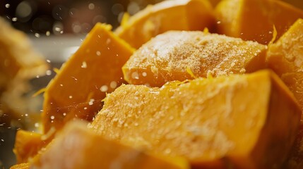 Pumpkin fruit close-up. Pieces of pumpkin. 