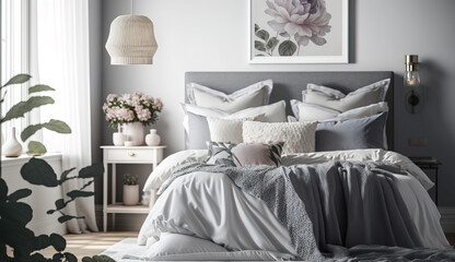 Beautiful modern romantic bedroom interior