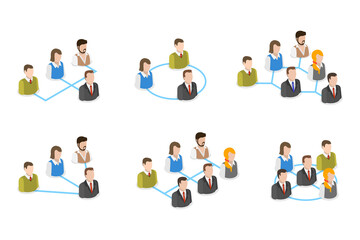 Obraz premium 3D Isometric Flat Illustration of Organization Chart , Structure of Company