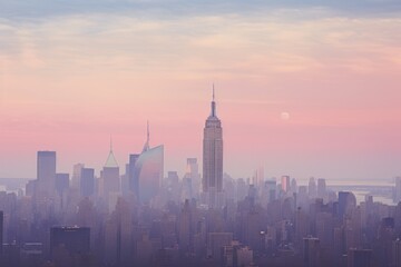 Obraz premium Futuristic city with a blue sky and clouds