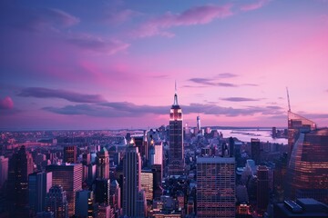 Fototapeta premium Futuristic city with a blue sky and clouds
