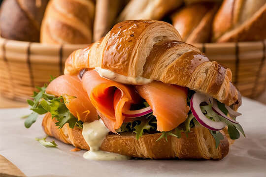 smoked salmon croissant sandwich