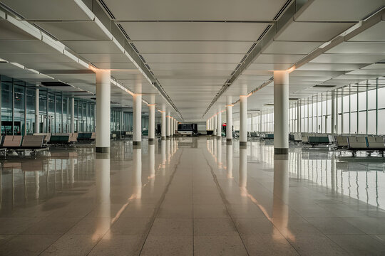 bright empty airport terminal