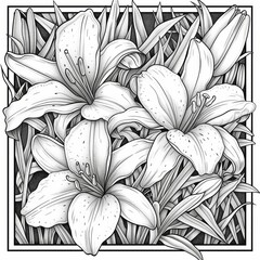 black and white flowers illustration