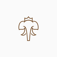 Vector elephant king minimalist logo design 