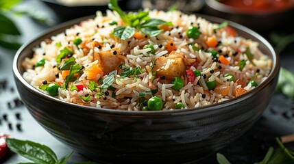 Biryani - A fragrant and flavorful rice dish from the Indian subcontinent. isolate on white background Minimal and Simple style