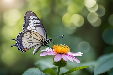 Fototapeta premium A butterfly is sitting on a purple flower