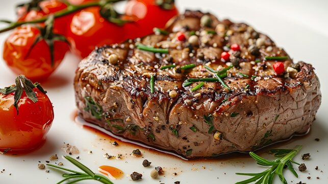 Steak - A simple yet universally loved dish, prepared in various styles across different cultures. isolate on white background Minimal and Simple style