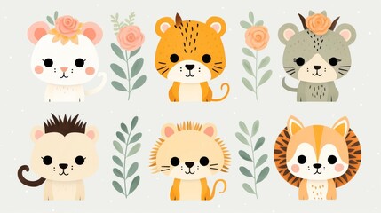 Fototapeta premium Cute animal print patterns for kids