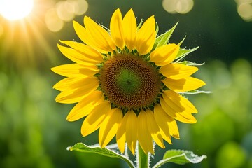 Obraz premium A yellow sunflower is in full bloom, with its petals open to the sun