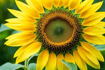 Obraz premium A close up of a yellow sunflower with a brown center