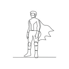 One continuous line drawing of a Superhero action vector design illustration. Fictional character possessing with extraordinary talents and power, in simple continuous style vector design concept.