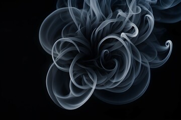 A black and white photo of smoke with a flowery shape