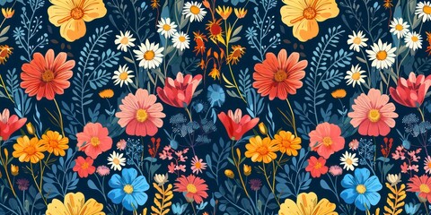 Obraz premium Seamless pattern of wildflowers 