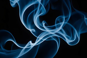 A long, blue smoke trail with a black background