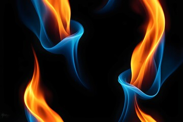 Fototapeta premium Two blue flames with orange flames in the middle