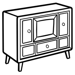line illustration of furniture product, tv cabinet