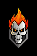 Fierce skull logo with red eyes and sharp, geometric design, perfect for esports teams, gaming communities, and branding. High-quality vector illustration conveying power, boldness, and sinister vibe