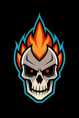 Fierce skull logo with red eyes and sharp, geometric design, perfect for esports teams, gaming communities, and branding. High-quality vector illustration conveying power, boldness, and sinister vibe