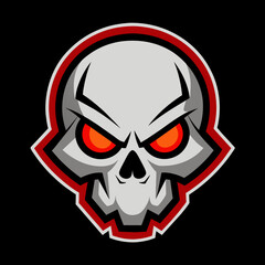 Fierce skull logo with red eyes and sharp, geometric design, perfect for esports teams, gaming communities, and branding. High-quality vector illustration conveying power, boldness, and sinister vibe