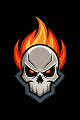 Fierce skull logo with red eyes and sharp, geometric design, perfect for esports teams, gaming communities, and branding. High-quality vector illustration conveying power, boldness, and sinister vibe