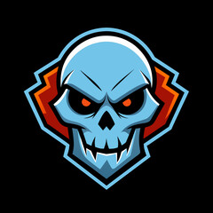 Fierce skull logo with red eyes and sharp, geometric design, perfect for esports teams, gaming communities, and branding. High-quality vector illustration conveying power, boldness, and sinister vibe