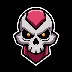 Fierce skull logo with red eyes and sharp, geometric design, perfect for esports teams, gaming communities, and branding. High-quality vector illustration conveying power, boldness, and sinister vibe