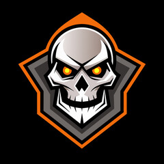 Fierce skull logo with red eyes and sharp, geometric design, perfect for esports teams, gaming communities, and branding. High-quality vector illustration conveying power, boldness, and sinister vibe