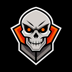 Fierce skull logo with red eyes and sharp, geometric design, perfect for esports teams, gaming communities, and branding. High-quality vector illustration conveying power, boldness, and sinister vibe