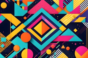 Obraz premium A colorful abstract design with squares and triangles