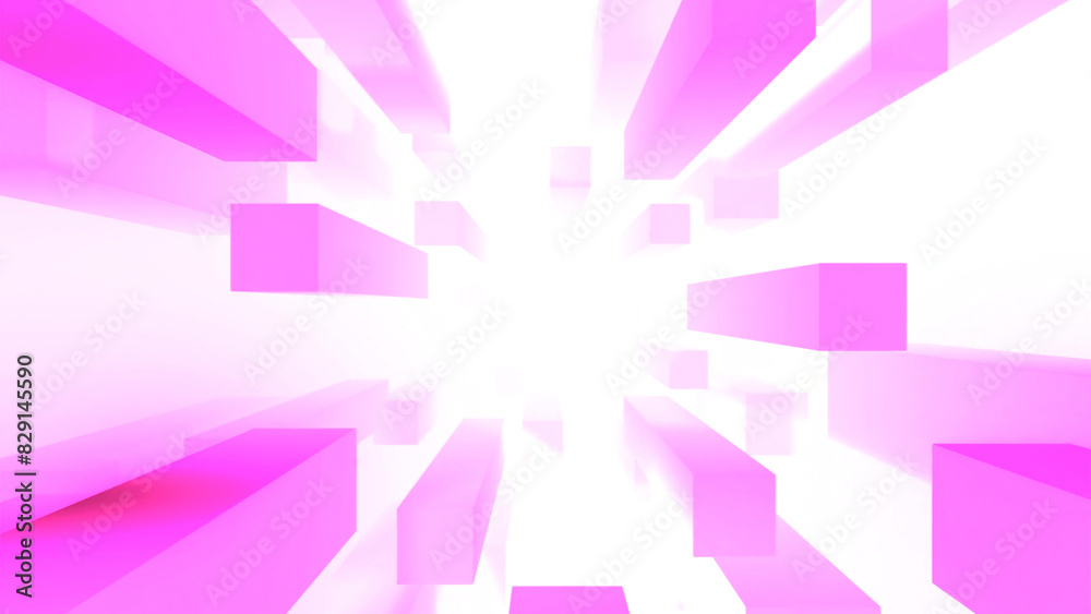 Poster animation of rectangles flying in stream. design. stream of 3d geometric platforms flying into persp