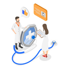 3D Isometric Flat Illustration of Health Insurance Scene Set, Medicine and Healthcare. Item 1