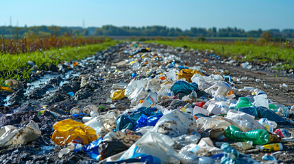 A landfill overflowing with plastic waste.