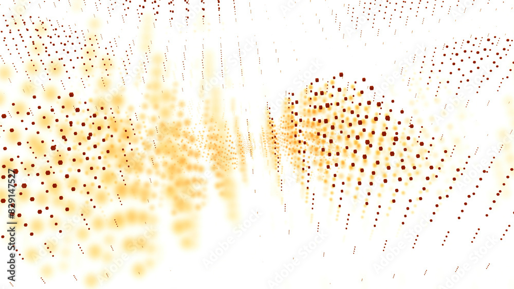 Poster dots moving in waves in space with spots. design. points moving in vertical lines in space. moving d