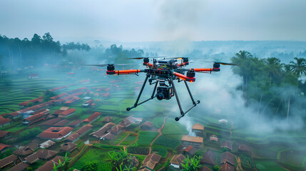Fototapeta premium Drone surveying agricultural lands 