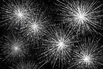Obraz premium A series of fireworks are shown in the sky