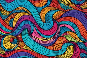 Obraz premium A colorful, abstract painting of a wave with a rainbow of colors