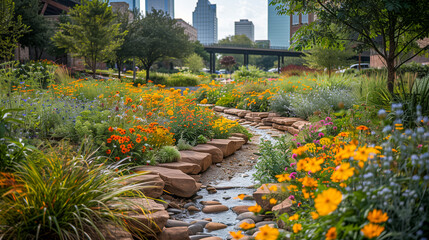 A park with native plants and rain gardens.