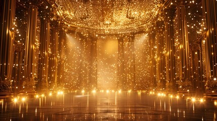 Obraz premium Luxury abstract gold background with glitter light effect decoration.